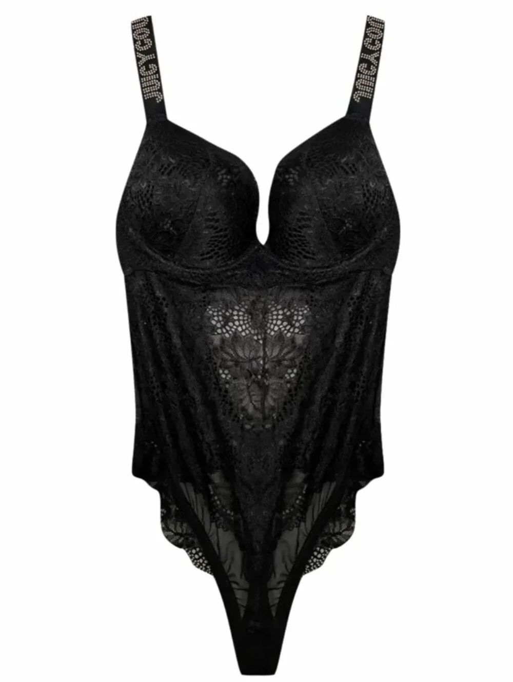 Juicy Couture Lace Bodysuit Rhinestone Strap Lace Bodysuit Teddy Size 1X
